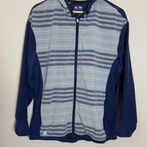Adidas Jacket Women L Blue Gray Full Zip Lightweight Stretch Windbreaker